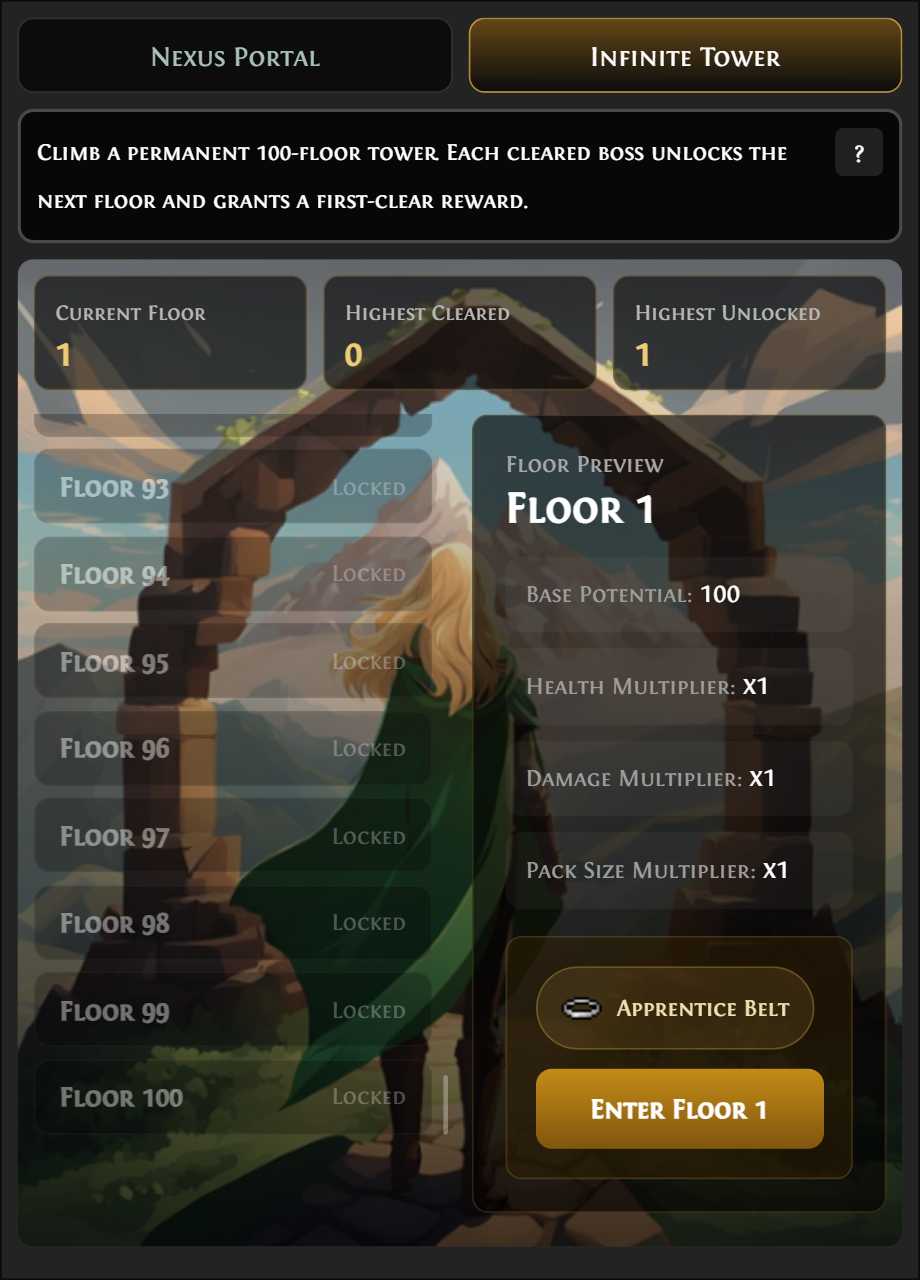 Climb the Tower feature from Zenith League in Pixel Exile