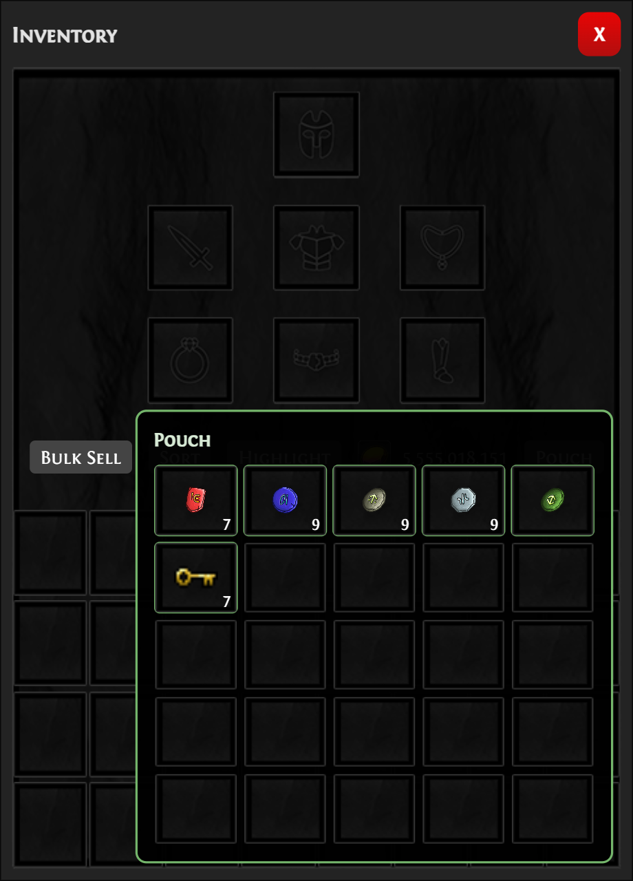 New pouch inventory feature from Zenith League in Pixel Exile