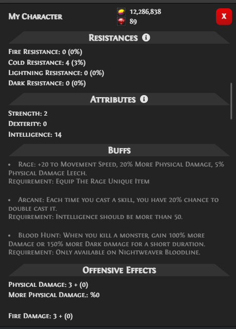 Character Stats in Pixel Valkyrie
