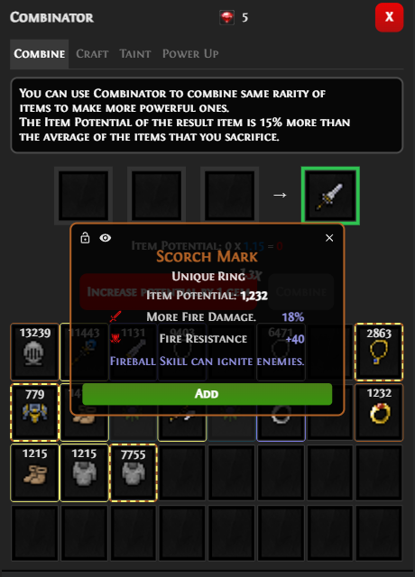 Unique Items in Pixel Valkyrie